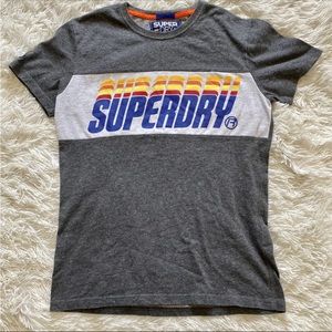 Superdry Spellout Logo Gray Short Sleeve Crewneck T-Shirt, Size Small